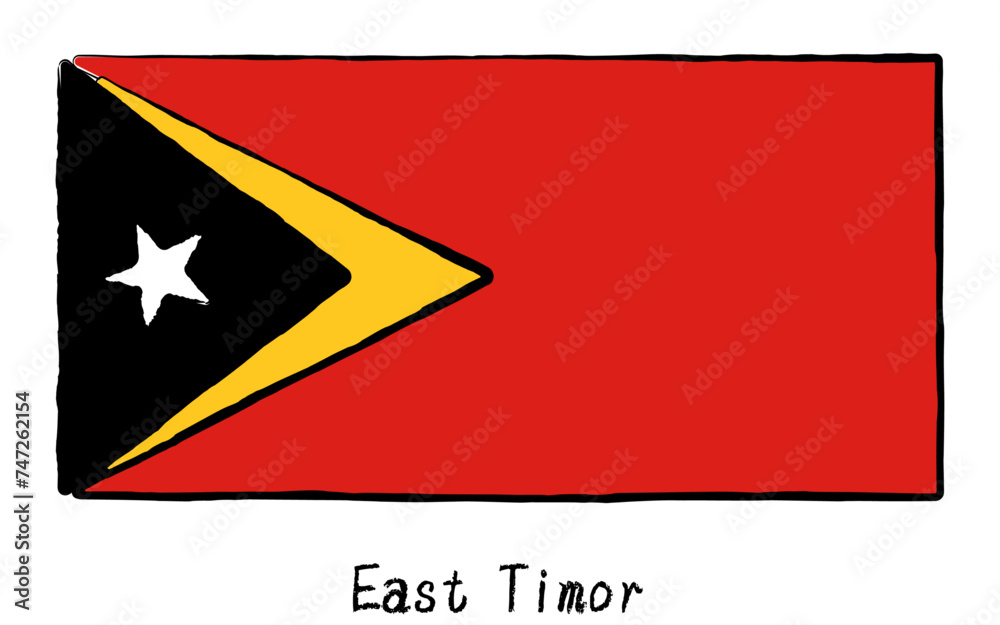 Analog hand-drawn world flag, East Timor Analog hand-drawn world flag, East Timor