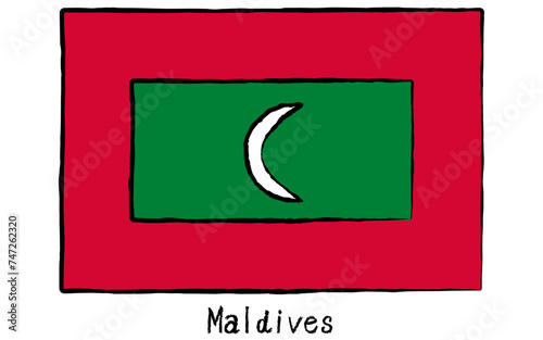 Analog hand-drawn world flag, Maldives