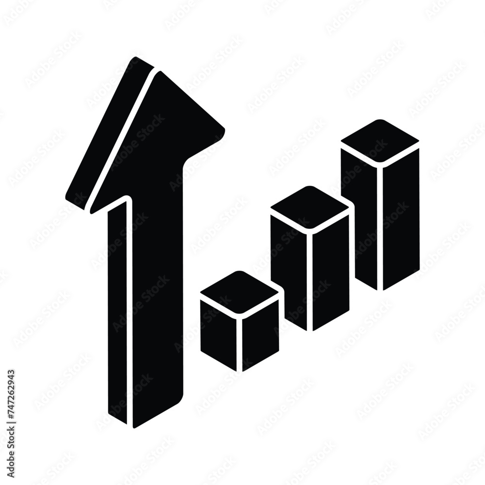 Have a look at this creatively designed isometric icon of growth chart in trendy style Have a look at this creatively designed isometric icon of growth chart in trendy style