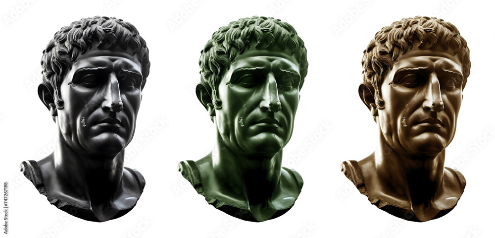 Naklejka premium Metal bust of a determined man. Striking man face.