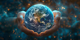 holding a globe, representing global business, international relations