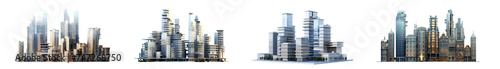 Modern City illustration isolated at white with space for text. Success in business, international corporations, Skyscrapers, banks and office buildings. © Transparent png