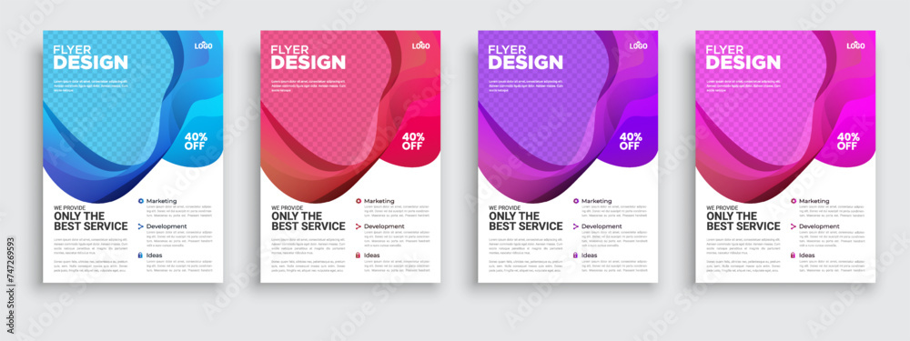 Corporate Business Flyer poster pamphlet brochure cover design layout background, two colors scheme, vector template in A4 size - Vector - obrazy, fototapety, plakaty 