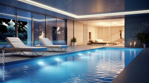 Modern light interior swimming pool room