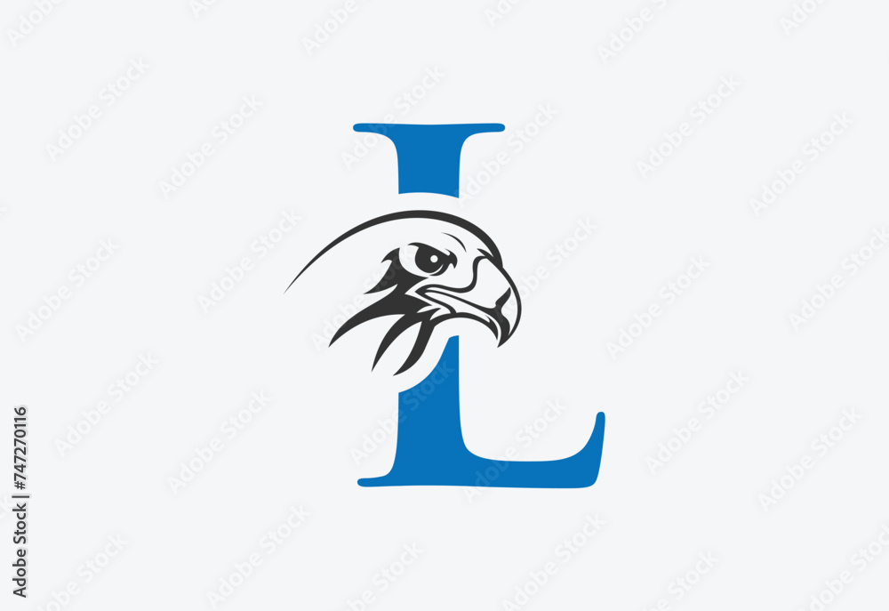 Fototapeta premium High quality illustration of a eagle head with latter L for logo and icons