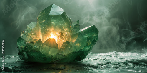 Luminous Green Mineral, Mystical Stone photo