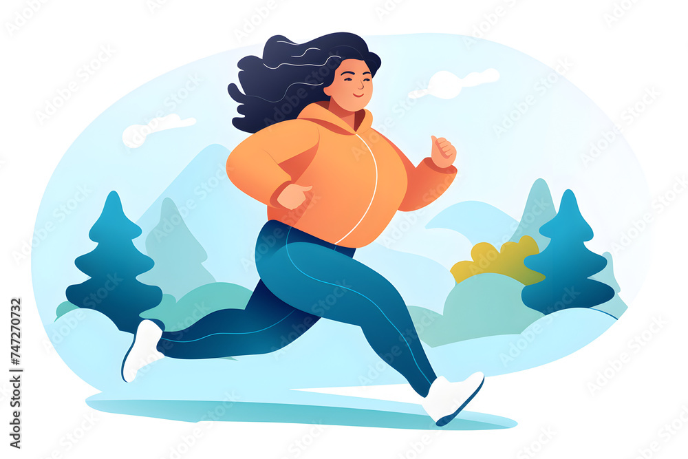 Woman Running in the Park. Generative AI.