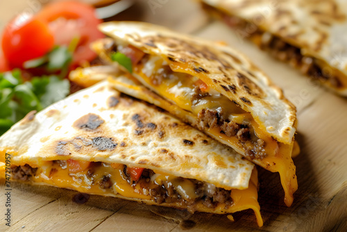 Melty Meshup: Cheeseburger Quesadilla - Fusion of cheeseburger and quesadilla photo