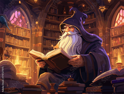 the magician reading the book 