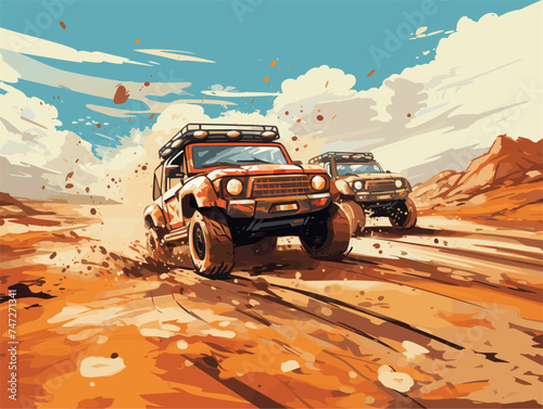 off road jeep racing the road