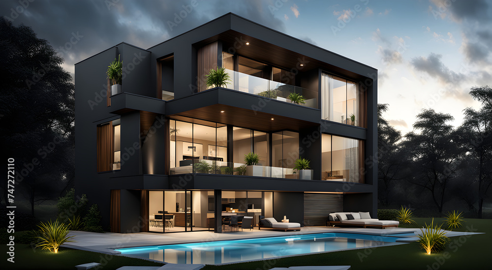 Architecture house design dark theme