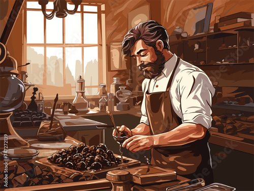 person with coffee mashing