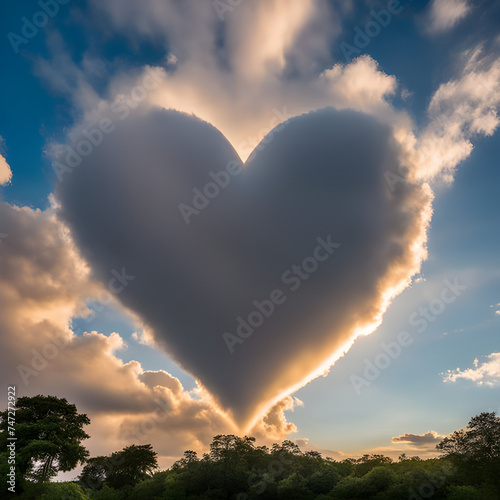 A fantastic cloud of hearts in the sky
