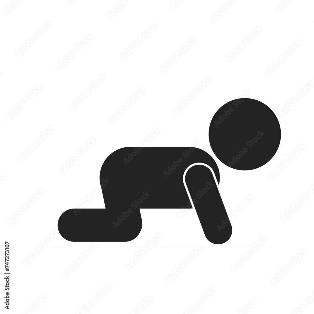 Isolated pictogram crawling baby, infant and child sign symbol in white background Isolated pictogram crawling baby, infant and child sign symbol in white background