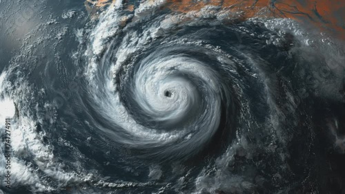 Hurricane Storm, Tornado, at sea Satellite View. photo