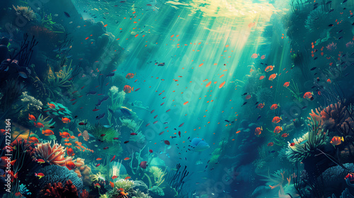 Underwater Serenity: Sunlight Filtering Through the Ocean