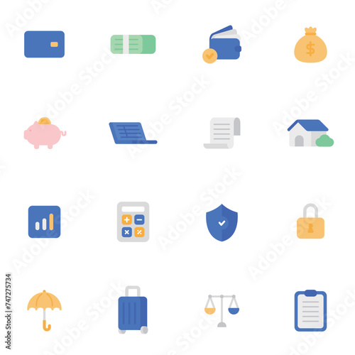 bank card money coin online mobile vector illustration icon set