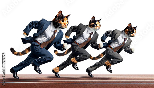 ビジネスのライバルと競争する三毛猫 photo