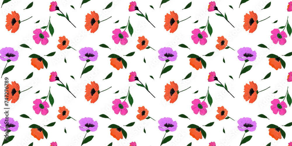 Fototapeta premium Seamless vector floral pattern with grass ornament. doodle