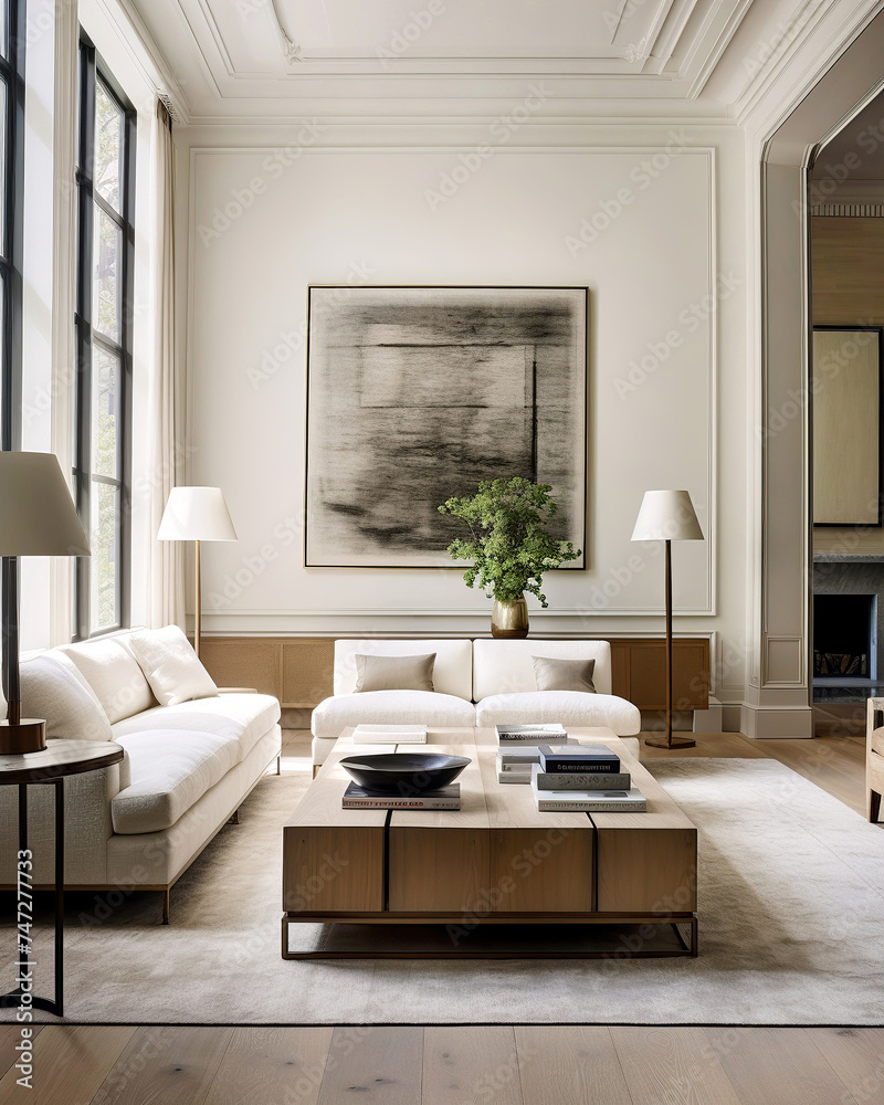 French classic home interior design of modern living room. Stock Photo ...
