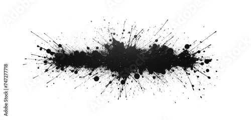 Black paint splash on empty transparent background. Isolated abstract stains explosion brush. Generative ai photo