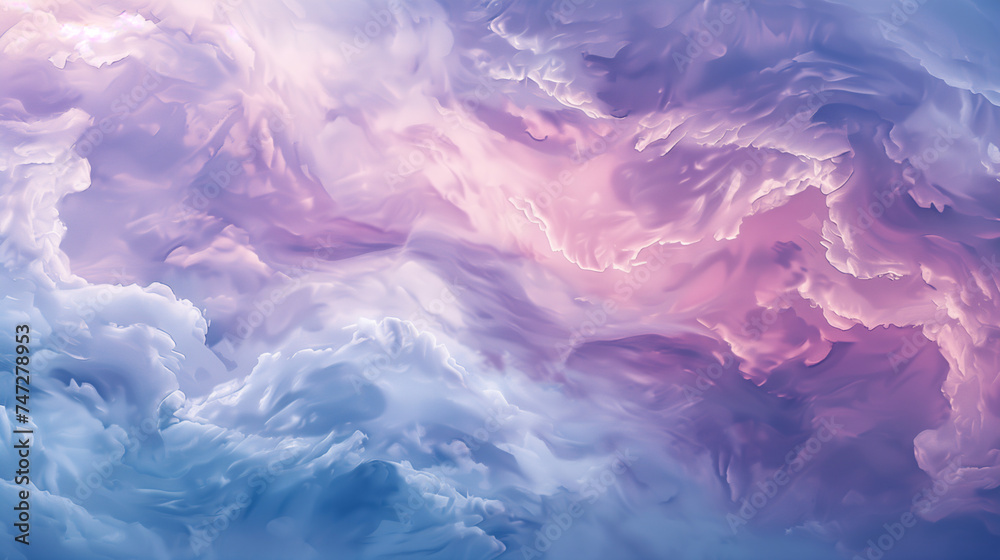 Backdrop featuring billowing clouds, with soft hues and gentle shapes  