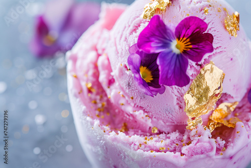 Wallpaper Mural Artisanal ice cream with exotic toppings, edible flowers and gold leaf, luxurious and unique, close-up on the delicate textures Torontodigital.ca