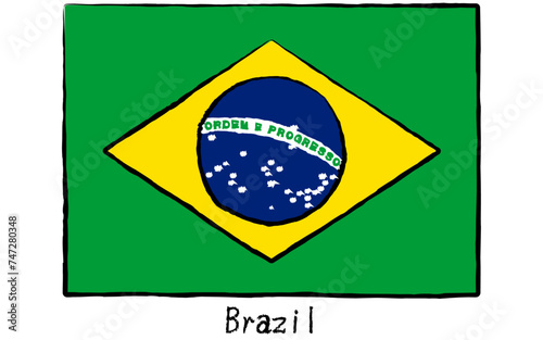 Analog hand-drawn world flag, Brazil