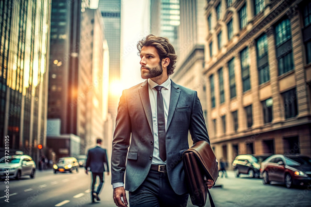 businessman in city, suit 