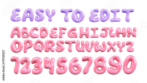 3d bubble inflated font photo