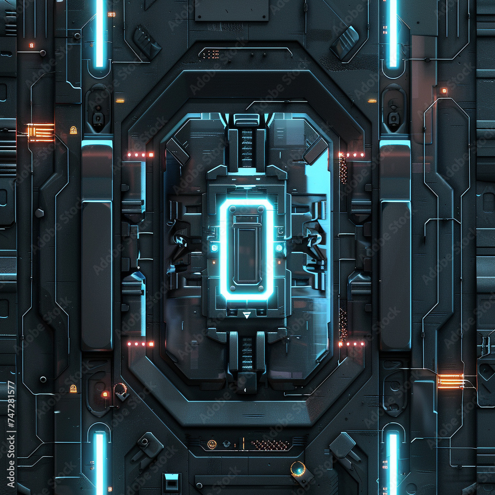 Fototapeta premium Digital security lock on a cybernetic interface, guarding against virtual threats