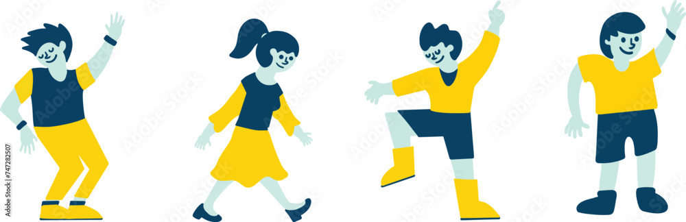 blue and yellow people illustration for sport and daily activity blue and yellow people illustration for sport and daily activity