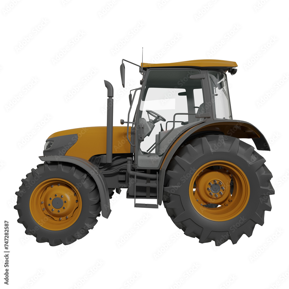 Obraz premium yellow tractor isolated on white