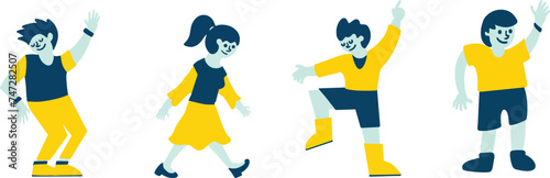 blue and yellow people illustration for sport and daily activity