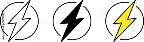 Flash, Thunder icon, Sign in Lined and colored style. Vector Illustration