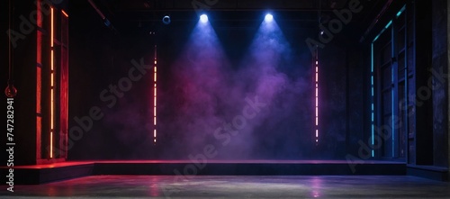 Spotlight Illumination on Stage, Auditorium Smoke with Colored Lights