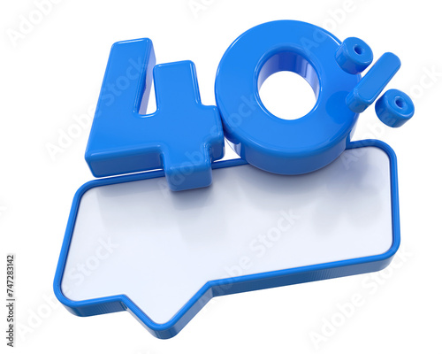 40 percentage Promotion Label Blue 3D 