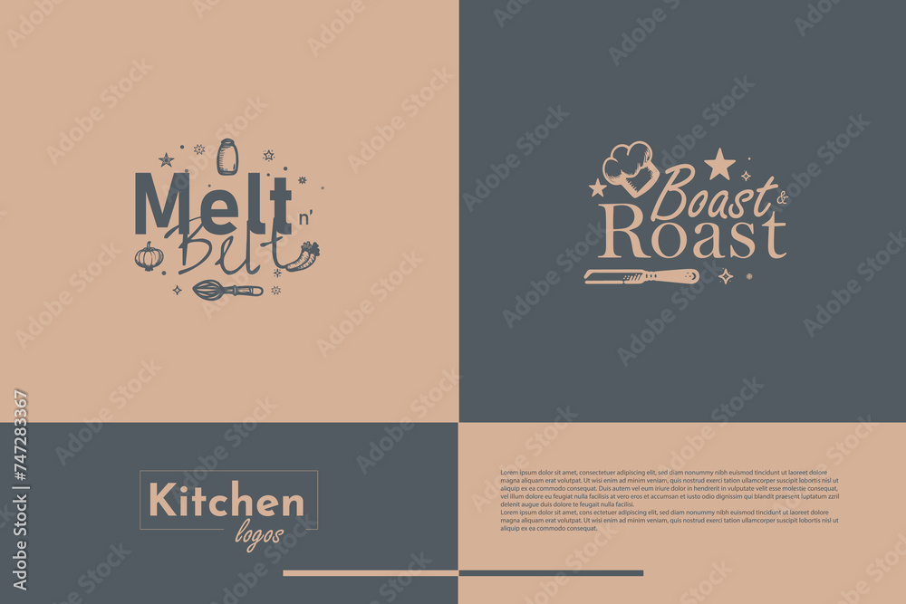 Distinctive Kitchen quotes logo Template Bundle Branding classic style