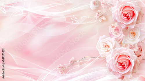 Elegant Pink Roses on Soft Abstract Background