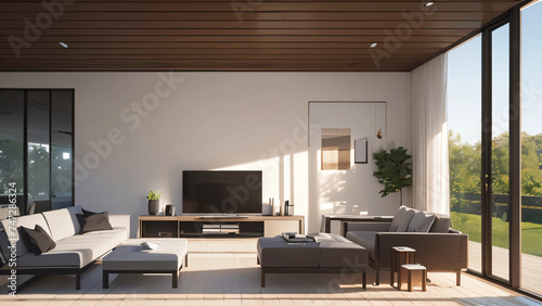 modern living room with fireplace © 大地 要