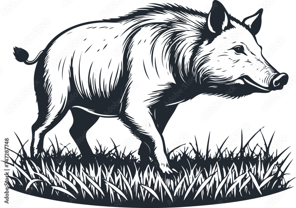 Wild pig, vector illustration