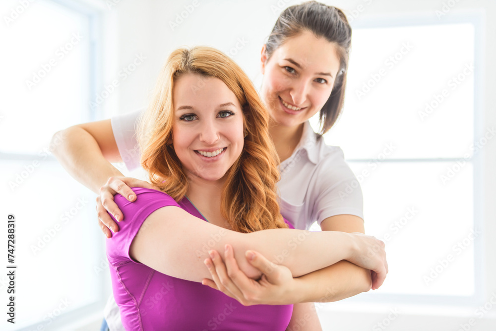 Fototapeta premium Modern rehabilitation physiotherapy at work with client