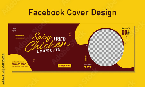 Facebook cover banner design template for restaurant. horizontal advertising web banner template, Facebook cover, banner, social media post, timeline cover. 