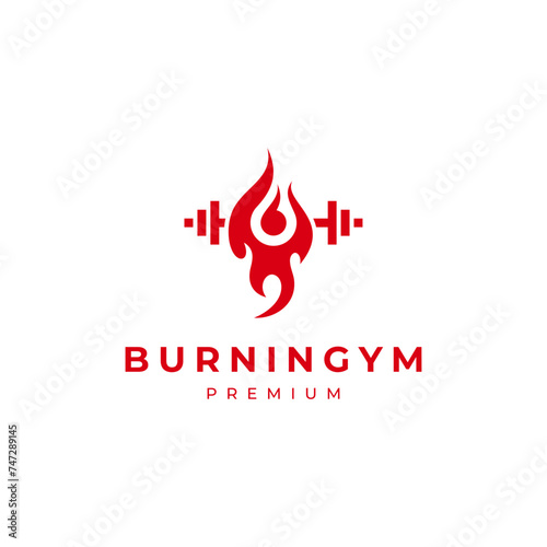 burning people and barbells for fitness and gym logo