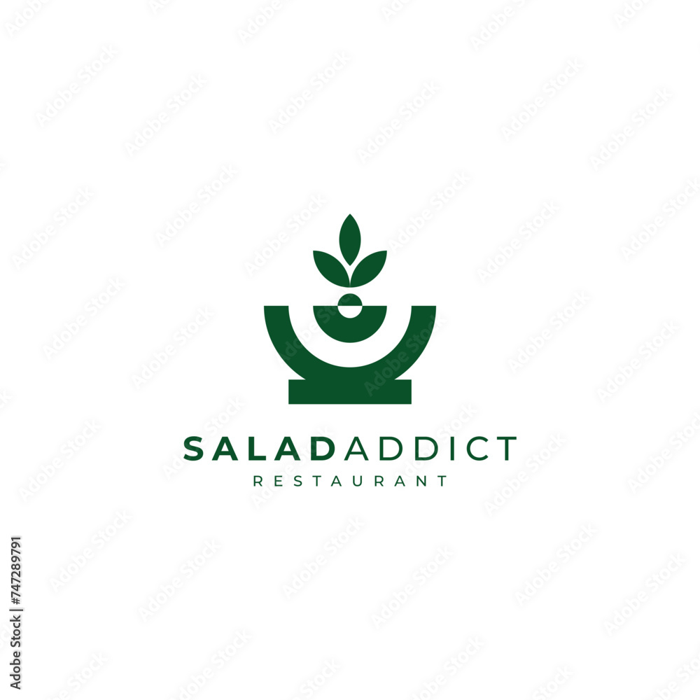 people and a bowl of salad for salad and healthy food lovers logo