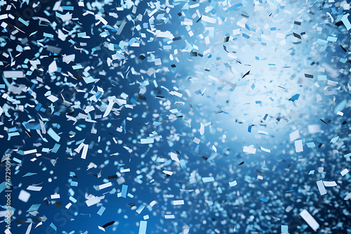 Ribbons and confetti rains down, adding excitement to the celebratory occasion with copy space