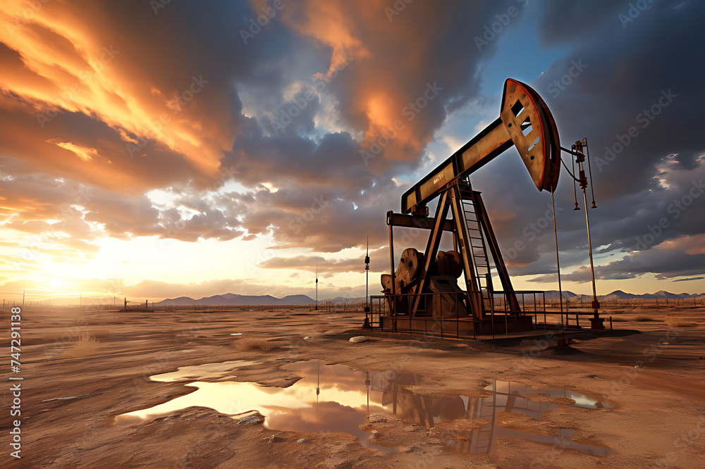 Oil and Gas Drilling Equipment on Onshore Desert Rig. Powering the Energy Industry with Shale and Gas Wells Amidst Oil and Gas Drilling Equipment on Onshore Desert Rig. Powering the Energy Industry with Shale and Gas Wells Amidst