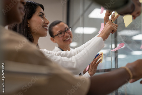 Canvas Print Office workers taking part in skills development meeting