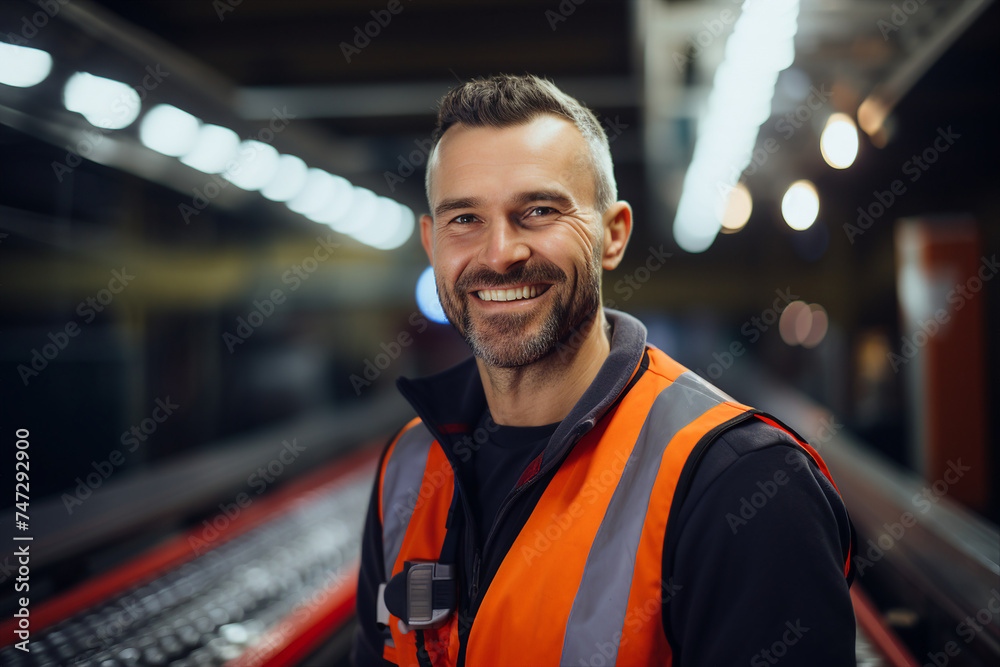 Experienced engineer in industrial uniform at big company enterprise Generative AI illustration Experienced engineer in industrial uniform at big company enterprise Generative AI illustration