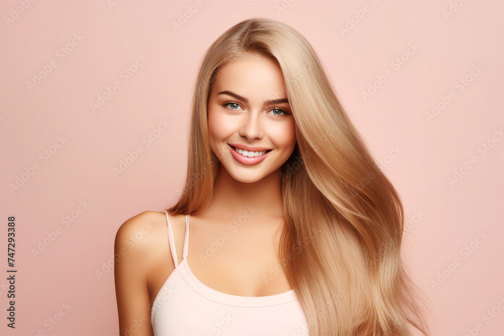 Generative IA technology illustration amazing woman happily smiling casual clothes